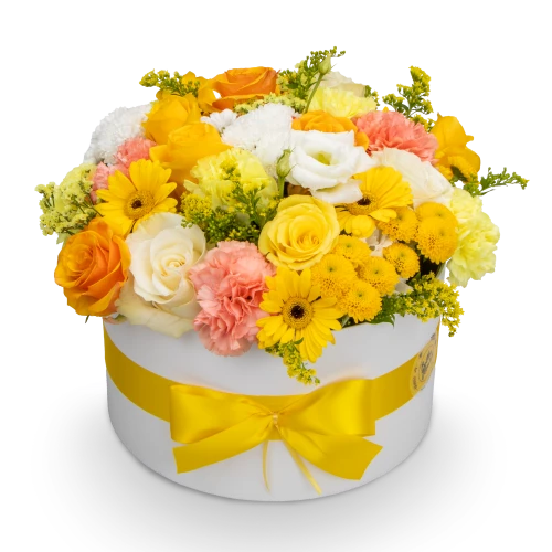 Box of yellow flowers